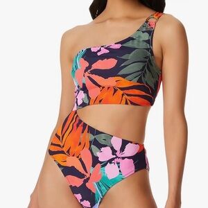 Jessica Simpson Tropical Floral One-Shoulder Swimsuit